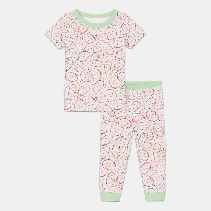 Christmas Friendship Bracelet Two Piece Short Sleeve Pajama Set , Christmas Friendship Bracelet Two Piece Short Sleeve Pajama Set - 12-18M