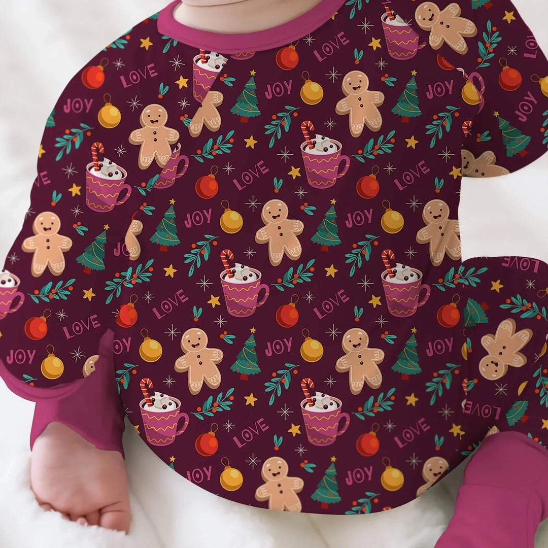 Christmas Ginger Bread Convertible Zippered Romper , Christmas Ginger Bread Convertible Zippered Romper - Newborn