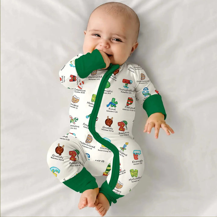 Christmas God Say I Am Alphabet Convertible Zippy , Christmas God Say I Am Alphabet Convertible Zippy - 0-3M / Green / Boy