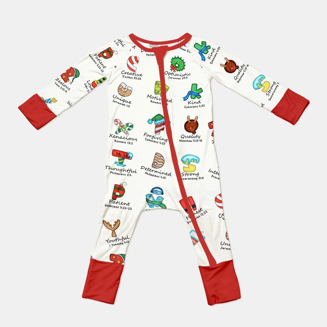 Christmas God Say I Am Alphabet Convertible Zippy , Christmas God Say I Am Alphabet Convertible Zippy - 0-3M / Red / Girl