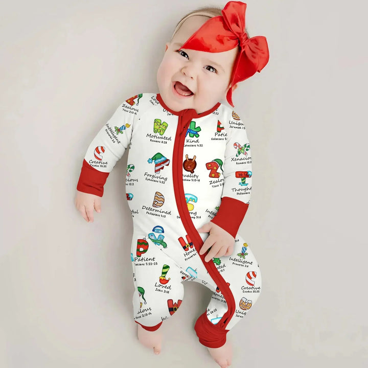 Christmas God Say I Am Alphabet Convertible Zippy , Christmas God Say I Am Alphabet Convertible Zippy - 0-3M / Red / Girl