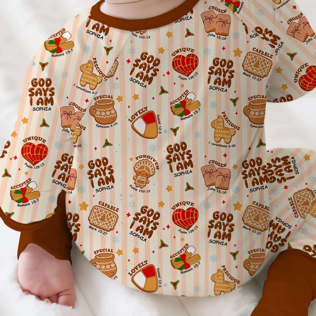 Christmas Mexican Cookies Custom Name For Girls Convertible Zippy , Christmas Mexican Cookies Custom Name For Girls Convertible Zippy - 0-3M