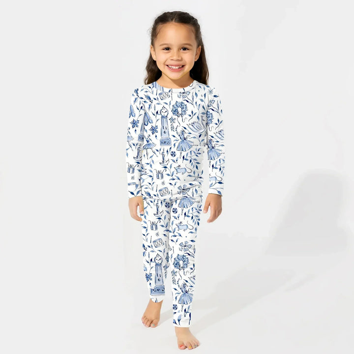 Christmas Nutcracker Toile Two Piece Long Sleeve Pajama Set , Christmas Nutcracker Toile Two Piece Long Sleeve Pajama Set - 12-18M / Blue