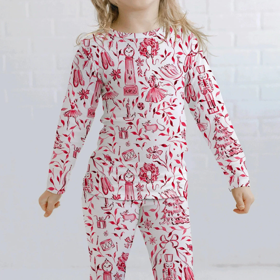 Christmas Nutcracker Toile Two Piece Long Sleeve Pajama Set , Christmas Nutcracker Toile Two Piece Long Sleeve Pajama Set - 12-18M / Blue