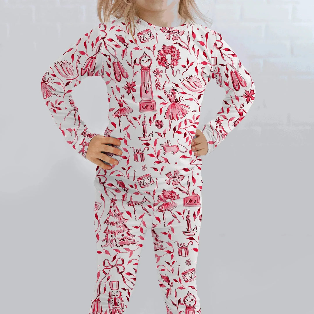 Christmas Nutcracker Toile Two Piece Long Sleeve Pajama Set , Christmas Nutcracker Toile Two Piece Long Sleeve Pajama Set - 12-18M / Blue