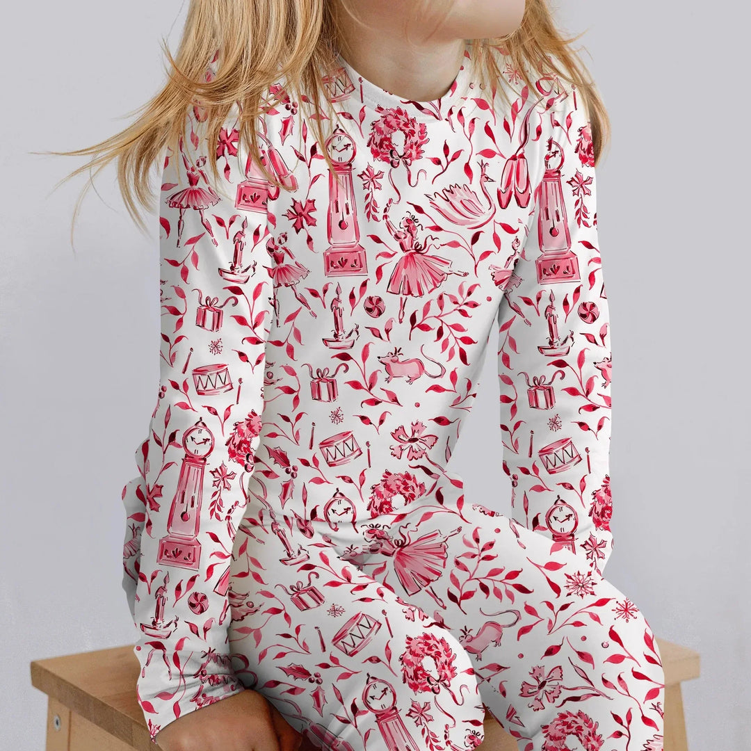 Christmas Nutcracker Toile Two Piece Long Sleeve Pajama Set , Christmas Nutcracker Toile Two Piece Long Sleeve Pajama Set - 12-18M / Blue