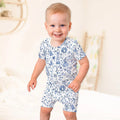 Christmas Nutcracker Toile Two Piece Short Sleeve Shorts Pajama Set , Christmas Nutcracker Toile Two Piece Short Sleeve Shorts Pajama Set - 12-18M / Blue