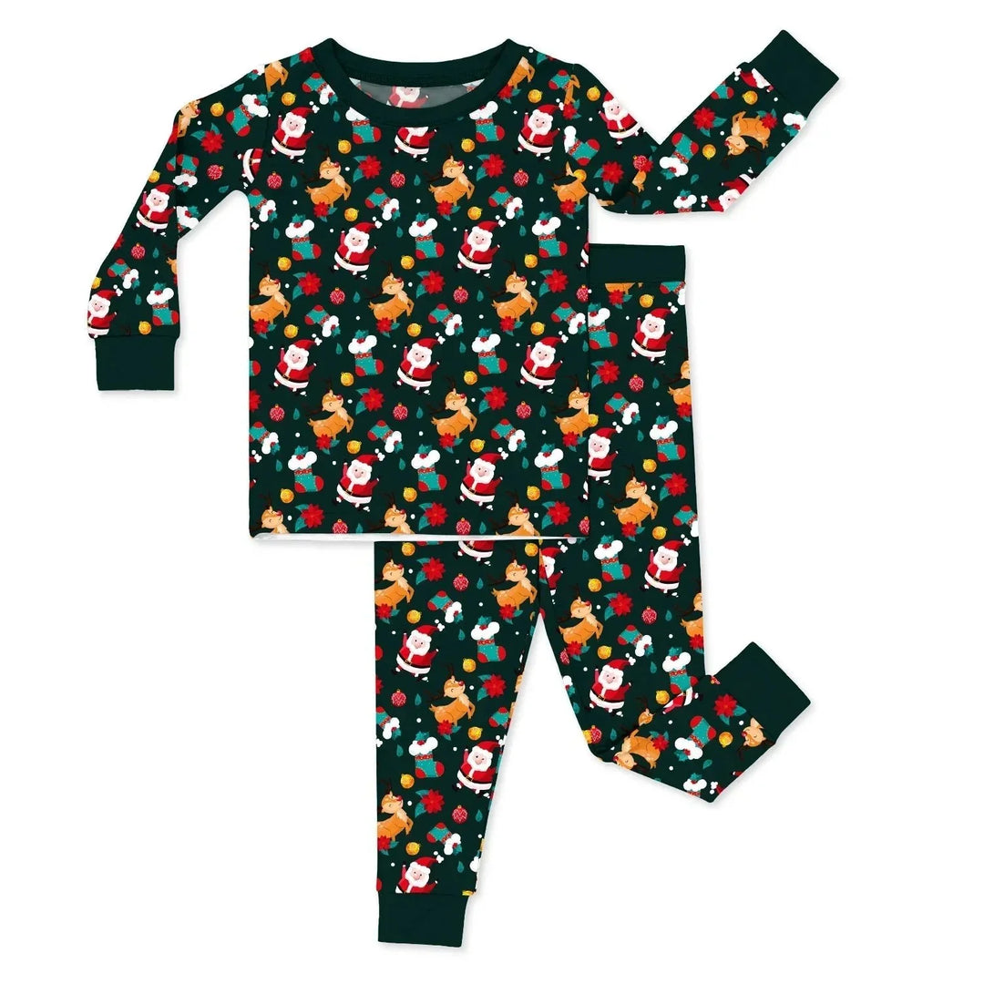 Christmas Santa Reindeer And Socks Two Piece Pajama Set , Christmas Santa Reindeer And Socks Two Piece Pajama Set - 12-18M