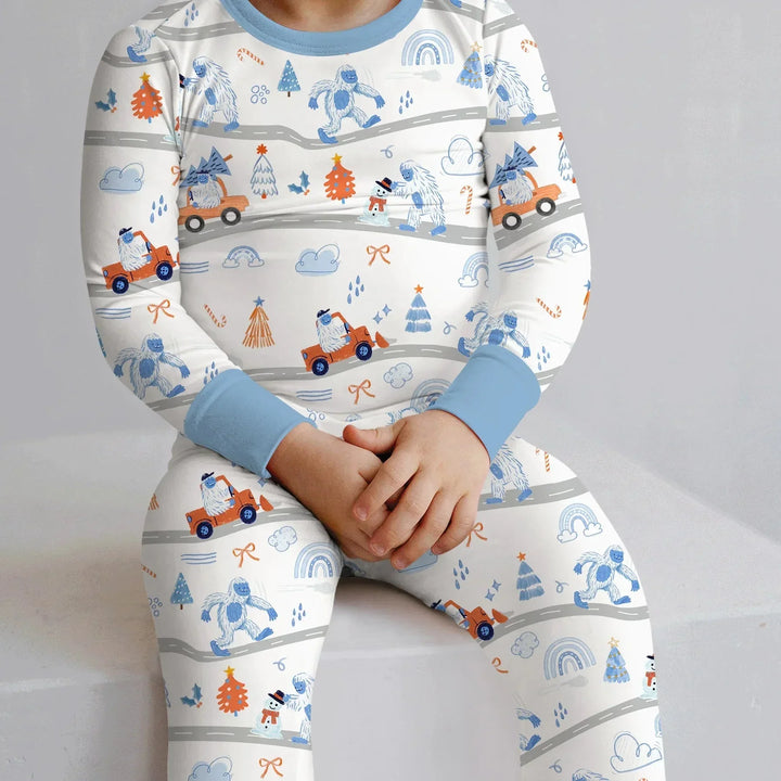 Christmas Sasquatch Two Piece Long Sleeve Pajama Set , Christmas Sasquatch Two Piece Long Sleeve Pajama Set - 12-18M