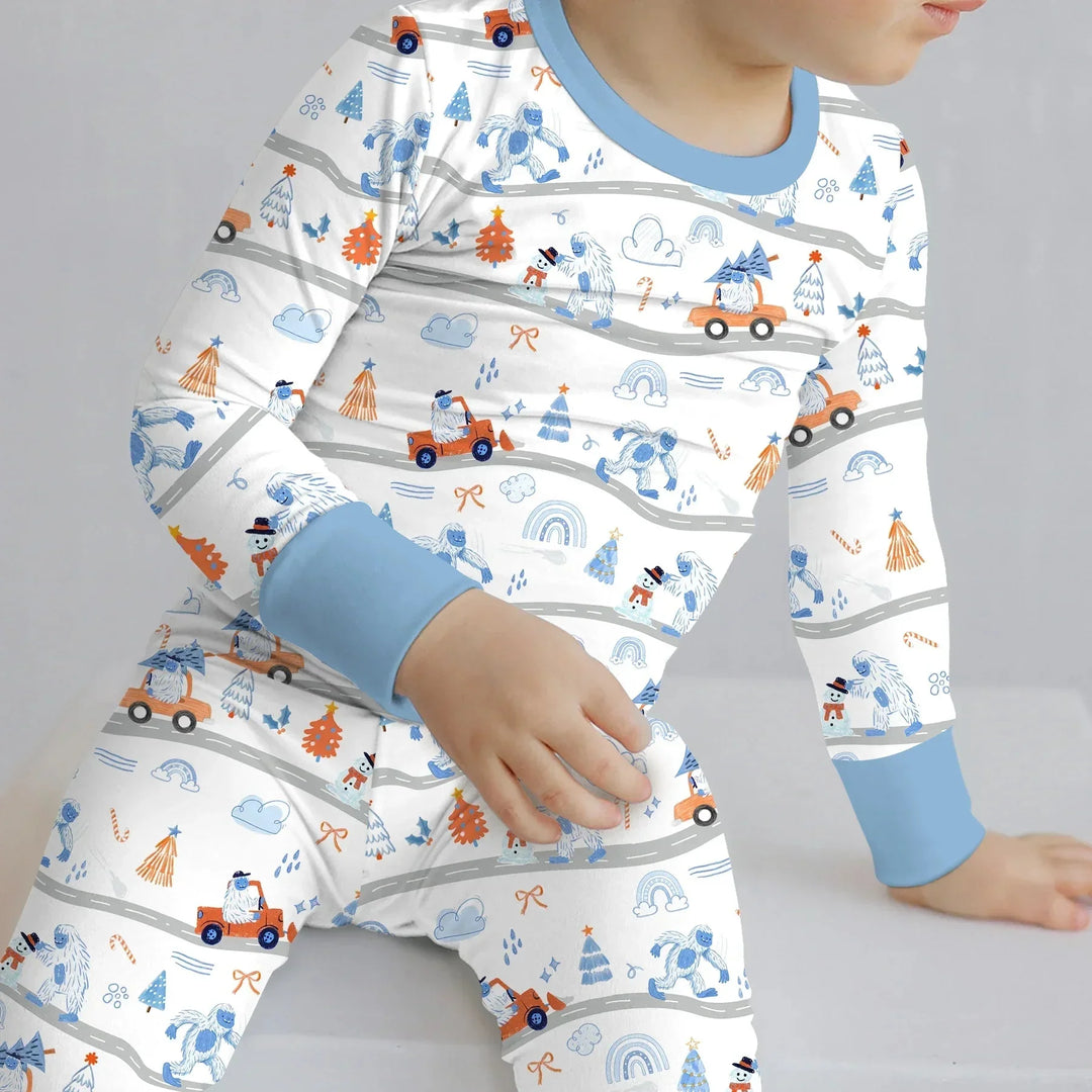 Christmas Sasquatch Two Piece Long Sleeve Pajama Set , Christmas Sasquatch Two Piece Long Sleeve Pajama Set - 12-18M