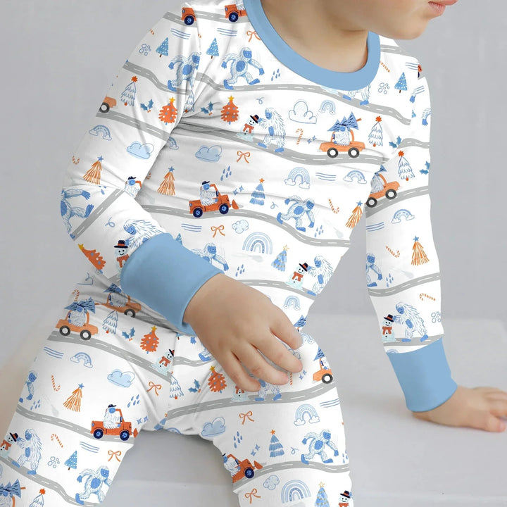 Christmas Sasquatch Two Piece Long Sleeve Pajama Set , Christmas Sasquatch Two Piece Long Sleeve Pajama Set - 12-18M
