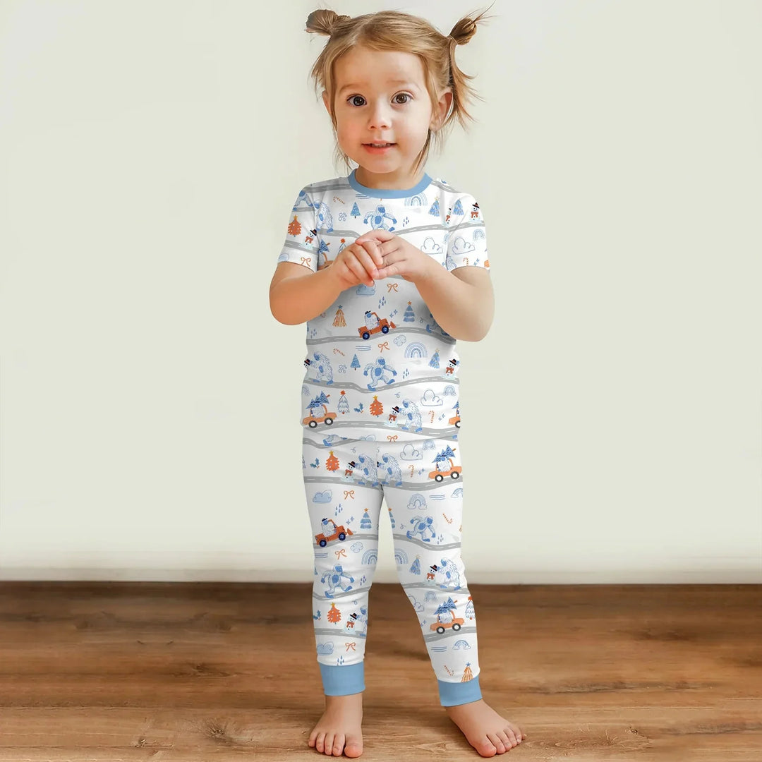 Christmas Sasquatch Two Piece Short Sleeve Pajama Set , Christmas Sasquatch Two Piece Short Sleeve Pajama Set - 12-18M