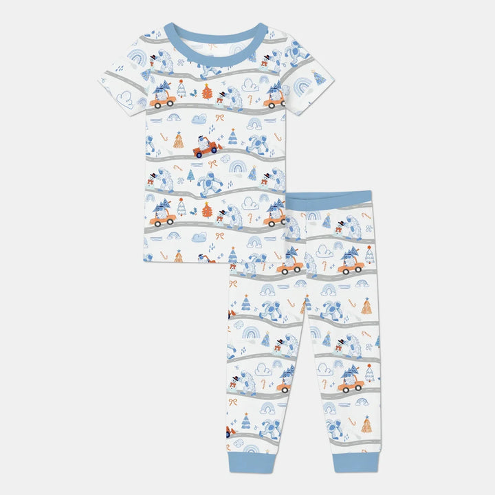 Christmas Sasquatch Two Piece Short Sleeve Pajama Set , Christmas Sasquatch Two Piece Short Sleeve Pajama Set - 12-18M