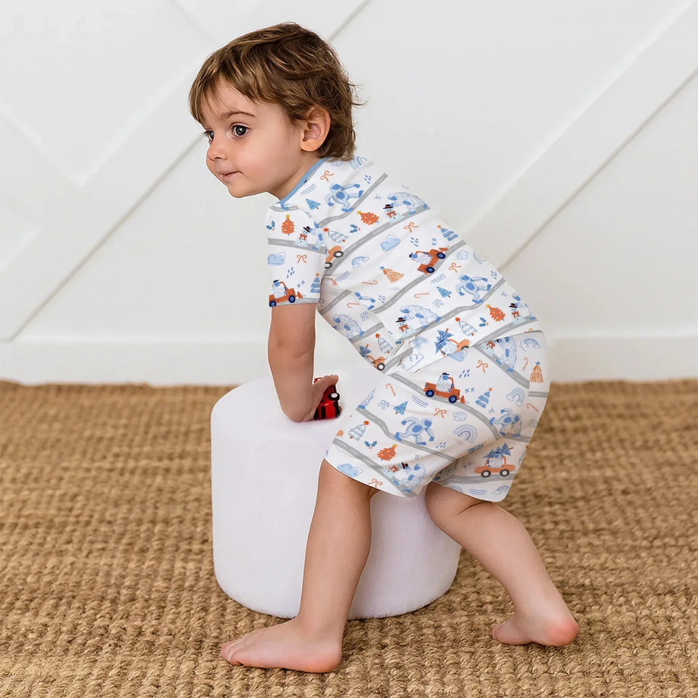 Christmas Sasquatch Two Piece Short Sleeve Shorts Pajama Set , Christmas Sasquatch Two Piece Short Sleeve Shorts Pajama Set - 12-18M