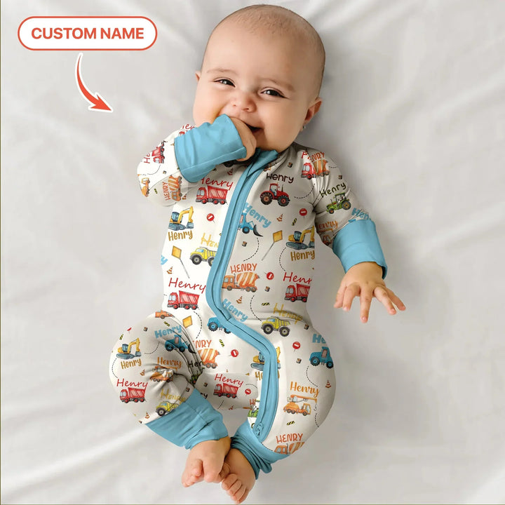 Construction Vehicles Custom Name Convertible Zippy , Construction Vehicles Custom Name Convertible Zippy - 0-3M