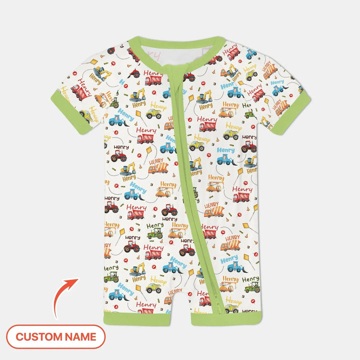 Construction Vehicles Custom Name Shorty Zippy , Construction Vehicles Custom Name Shorty Zippy - 0-3M