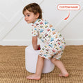 Construction Vehicles Custom Name Two Piece Short Sleeve Shorts Pajama Set , Construction Vehicles Custom Name Two Piece Short Sleeve Shorts Pajama Set - 12-18M