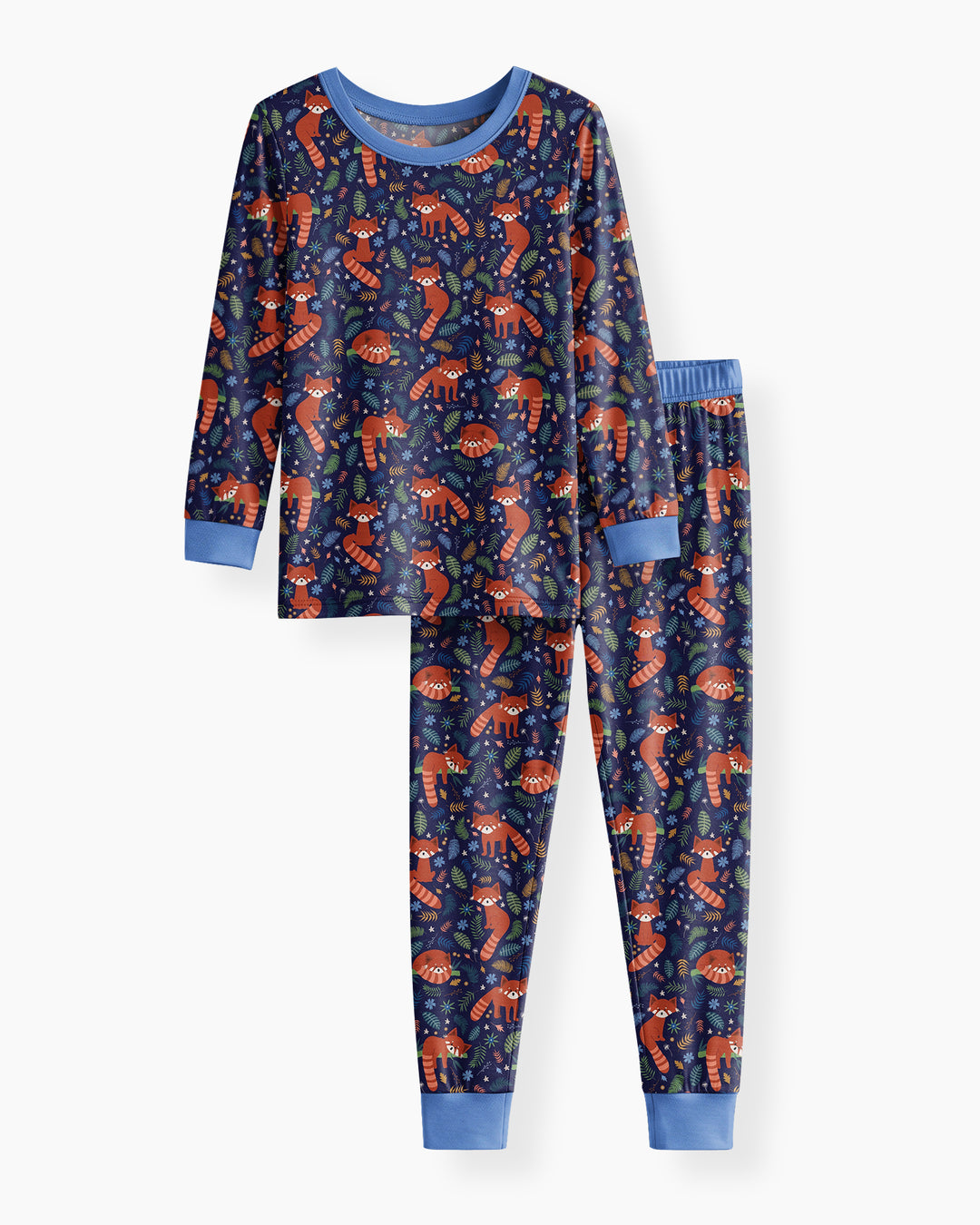 Tossed Red Panda Bamboo Two Piece Long Sleeve Pajama Set