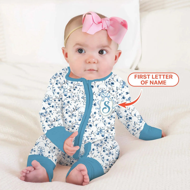 Custom Blue Chinoiserie Teddy Convertible Zippy , Custom Blue Chinoiserie Teddy Convertible Zippy - 0-3M