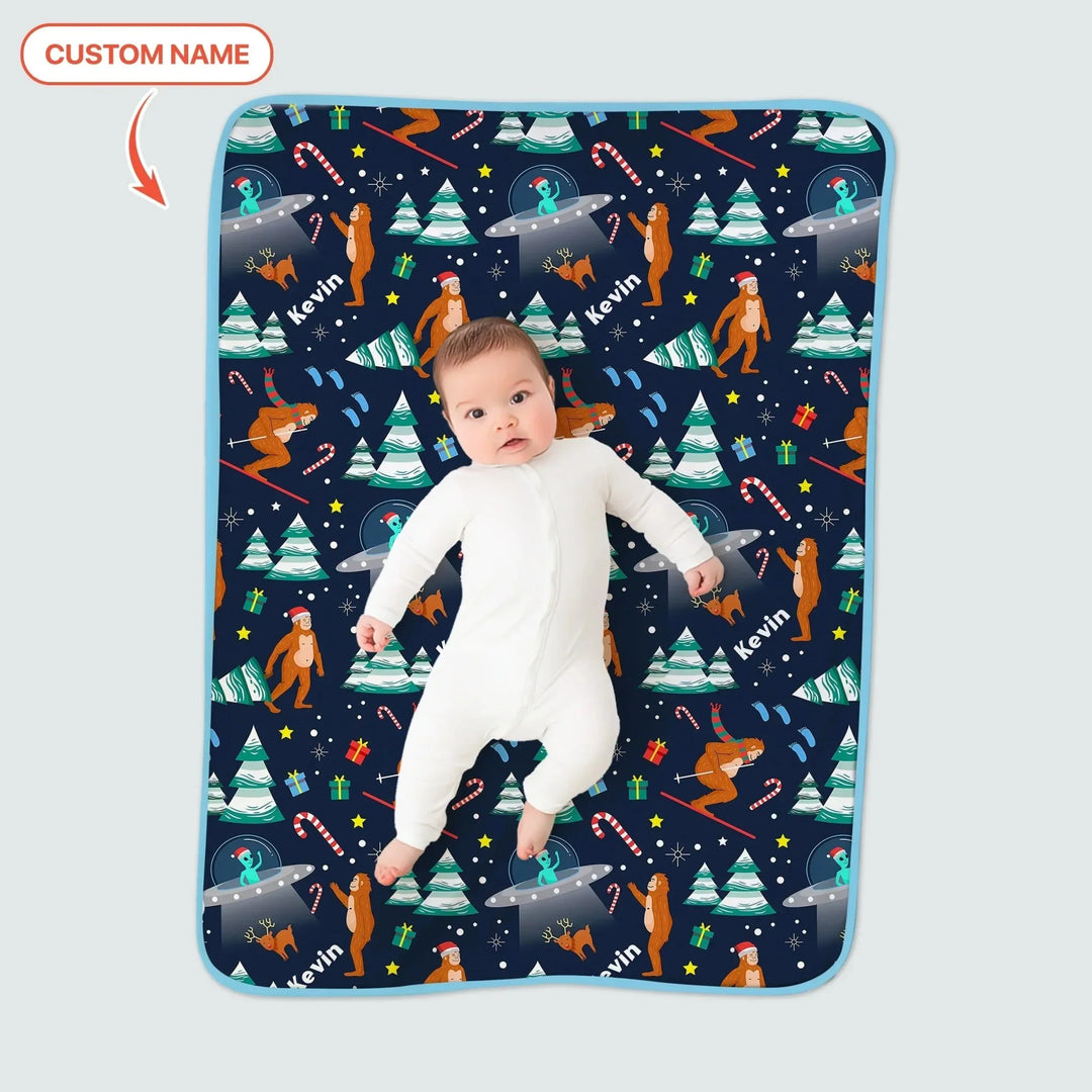 Custom Christmas Bigfoot Toddler Blanket , Custom Christmas Bigfoot Toddler Blanket - Default Title