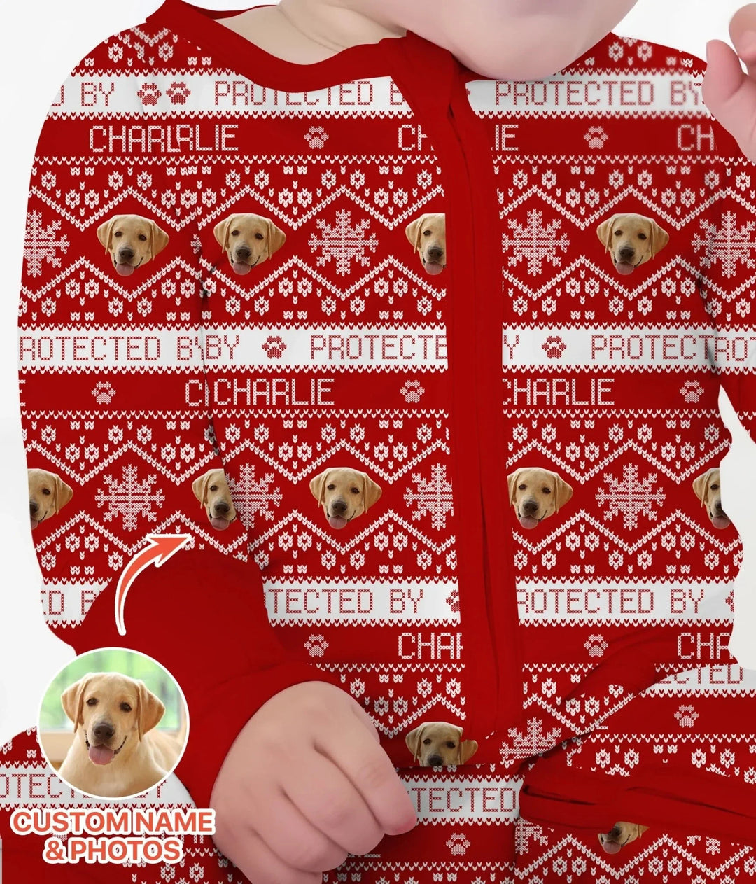 Custom Dog Photo Fair Isle Christmas Convertible Zippy , Custom Dog Photo Fair Isle Christmas Convertible Zippy - 0-3M
