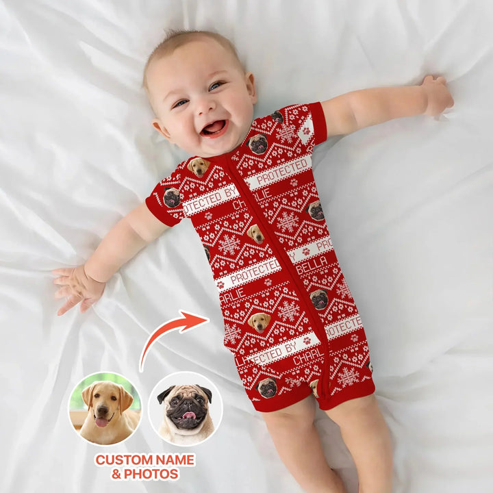 Custom Dog Photo Fair Isle Christmas Shorty Zippy , Custom Dog Photo Fair Isle Christmas Shorty Zippy - 0-3M