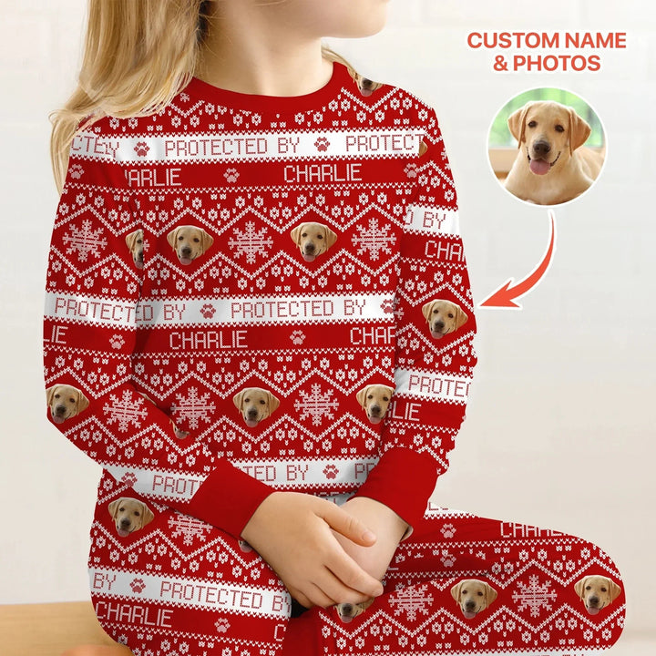 Custom Dog Photo Fair Isle Christmas Two Piece Long Sleeve Pajama Set , Custom Dog Photo Fair Isle Christmas Two Piece Long Sleeve Pajama Set - 12-18M