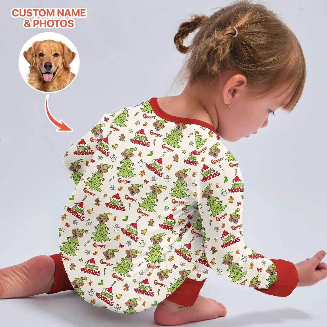 Custom Dog Photo Merry Woofmas Convertible Zippy , Custom Dog Photo Merry Woofmas Convertible Zippy - 0-3M