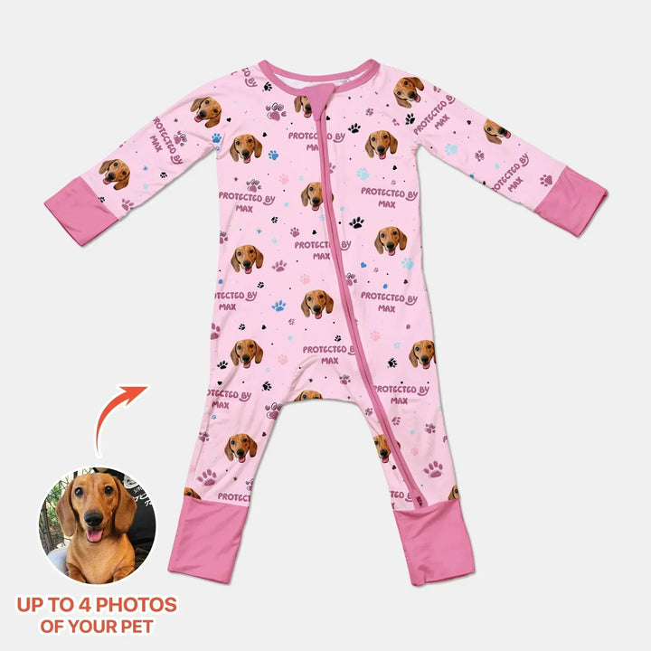 Custom Dog Photos "Protected By" Pawfect Blue Convertible Zippy , Custom Dog Photos "Protected By" Pawfect Blue Convertible Zippy - 0-3M