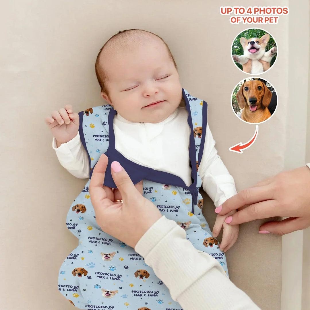 Custom Dog Photos "Protected By" Pawfect Blue Sleep Bag , Custom Dog Photos "Protected By" Pawfect Blue Sleep Bag - XS / 0.5 TOG
