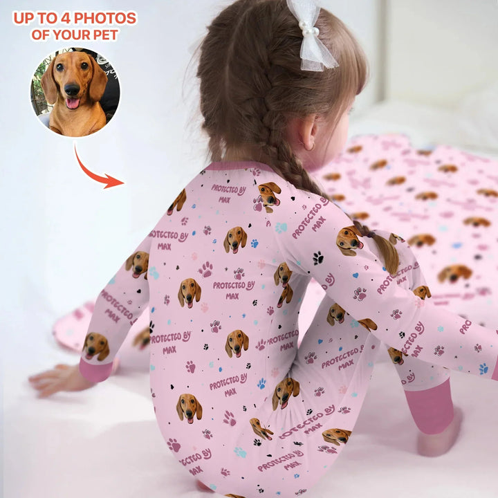 Custom Dog Photos "Protected By" Pawfect Pink Convertible Zippy , Custom Dog Photos "Protected By" Pawfect Pink Convertible Zippy - 0-3M