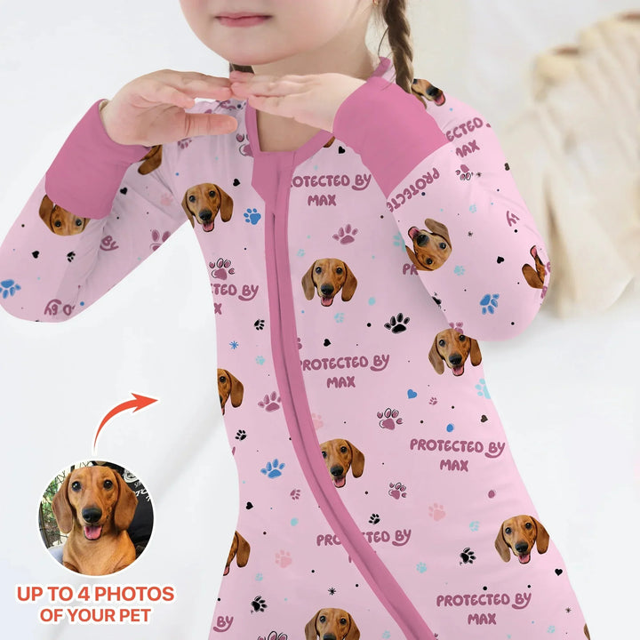Custom Dog Photos "Protected By" Pawfect Pink Convertible Zippy , Custom Dog Photos "Protected By" Pawfect Pink Convertible Zippy - 0-3M