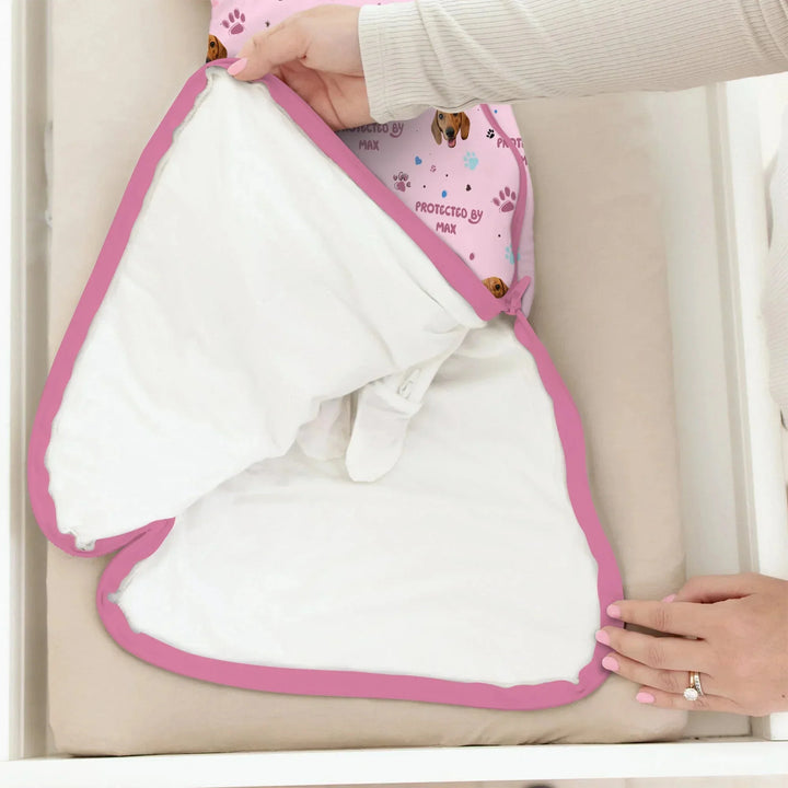 Custom Dog Photos "Protected By" Pawfect Pink Sleep Bag , Custom Dog Photos "Protected By" Pawfect Pink Sleep Bag - XS / 0.5 TOG