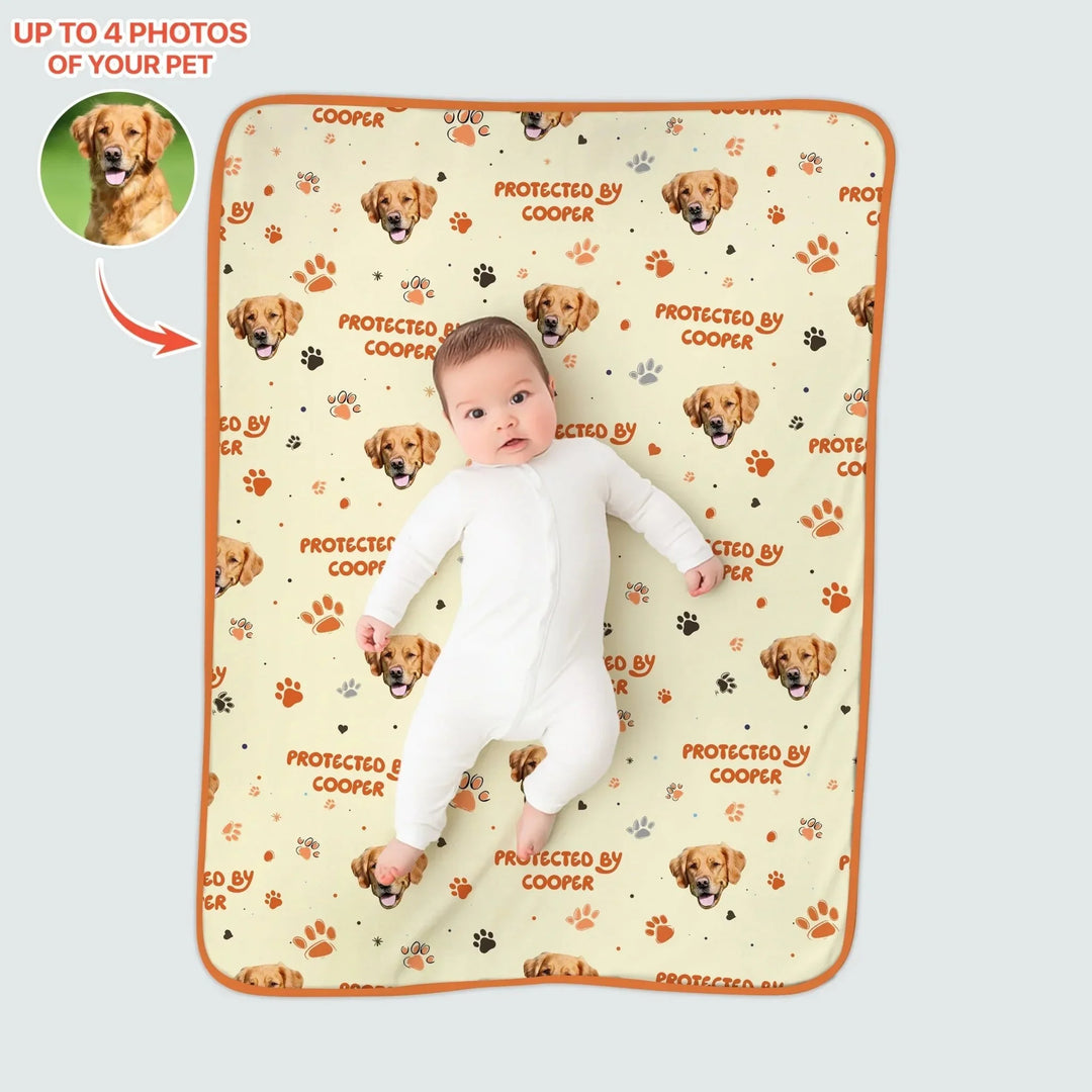 Custom Dog Photos "Protected By" Pawfect Yellow Toddler Blanket , Custom Dog Photos "Protected By" Pawfect Yellow Toddler Blanket - Default Title