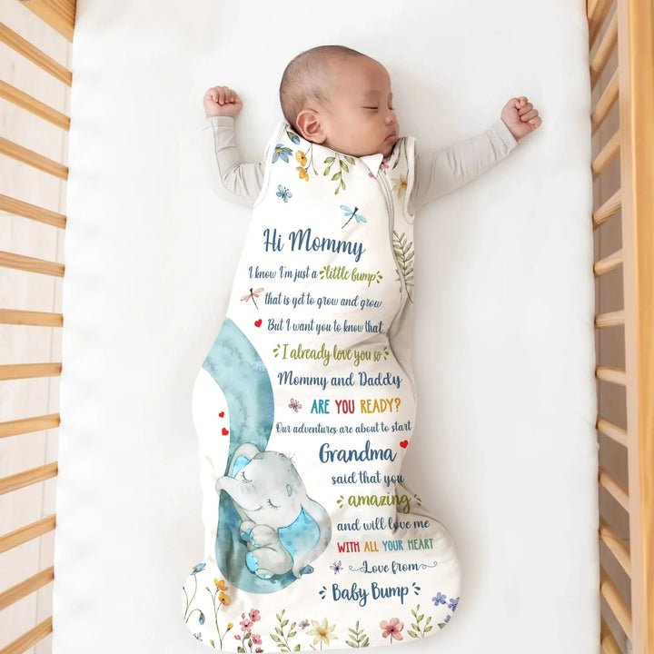 Custom Elephant Sleep Bag 1.0 TOG - Baby Shower Gift , Custom Elephant Sleep Bag 1.0 TOG - Baby Shower Gift - XS