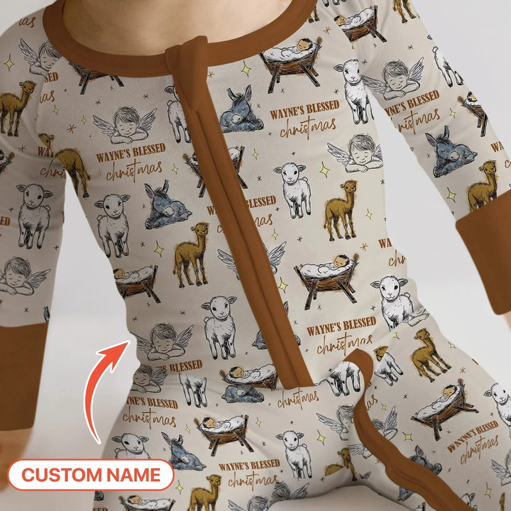 Custom Name Baby Blessed Christmas Convertible Zippy , Custom Name Baby Blessed Christmas Convertible Zippy - 0-3M