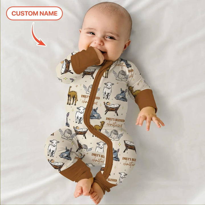 Custom Name Baby Blessed Christmas Convertible Zippy , Custom Name Baby Blessed Christmas Convertible Zippy - 0-3M