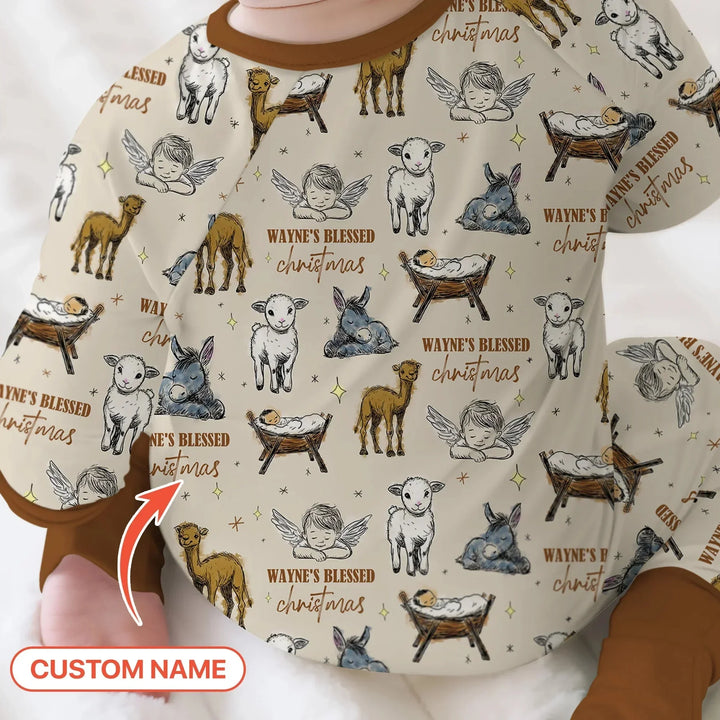 Custom Name Baby Blessed Christmas Convertible Zippy , Custom Name Baby Blessed Christmas Convertible Zippy - 0-3M