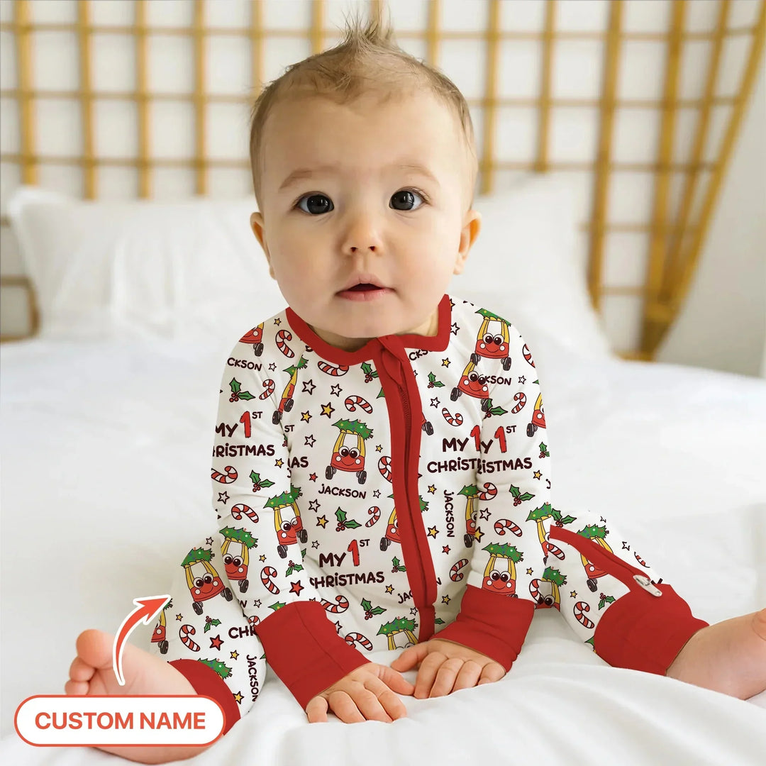 Custom Name Baby Car My 1st Christmas Convertible Zippy , Custom Name Baby Car My 1st Christmas Convertible Zippy - 0-3M