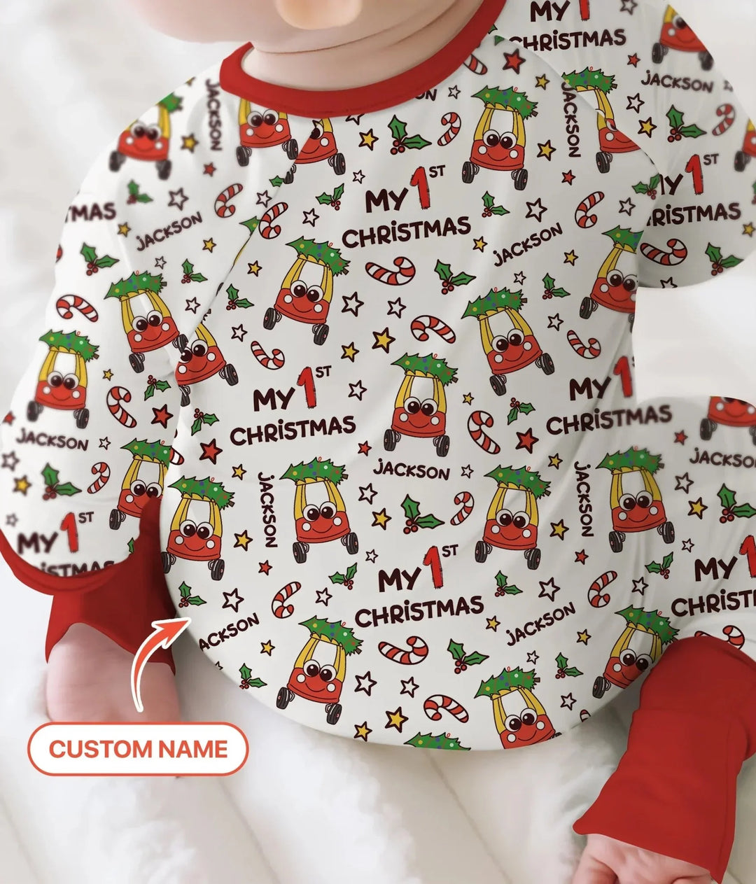 Custom Name Baby Car My 1st Christmas Convertible Zippy , Custom Name Baby Car My 1st Christmas Convertible Zippy - 0-3M