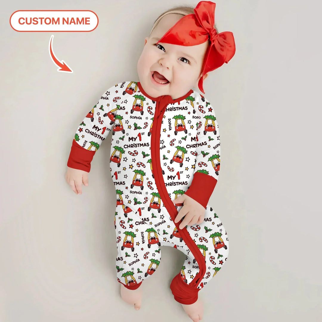 Custom Name Baby Car My 1st Christmas Convertible Zippy , Custom Name Baby Car My 1st Christmas Convertible Zippy - 0-3M