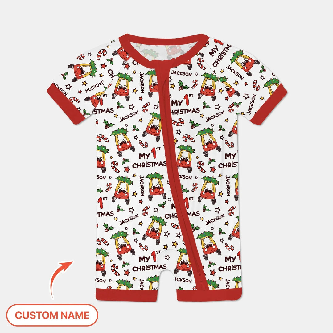 Custom Name Baby Car My 1st Christmas Shorty Zippy , Custom Name Baby Car My 1st Christmas Shorty Zippy - 0-3M