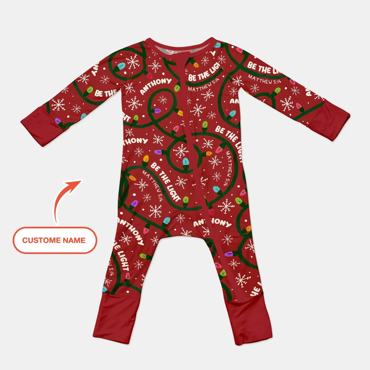 Custom Name Be The Light Christmas Convertible Zippy , Custom Name Be The Light Christmas Convertible Zippy - 0-3M