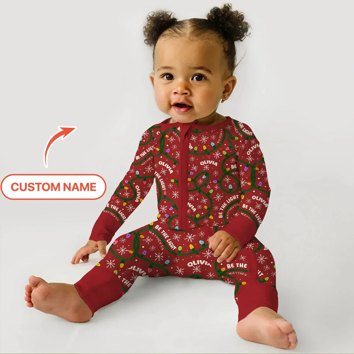 Custom Name Be The Light Christmas Convertible Zippy , Custom Name Be The Light Christmas Convertible Zippy - 0-3M