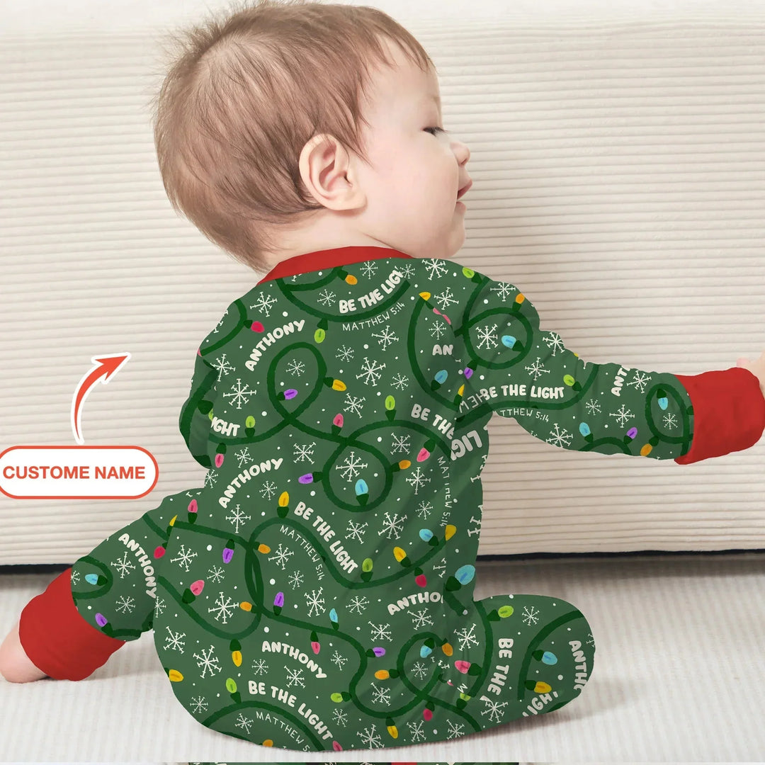 Custom Name Be The Light Christmas Convertible Zippy , Custom Name Be The Light Christmas Convertible Zippy - 0-3M