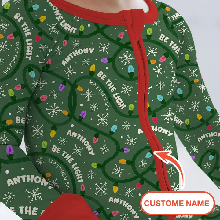 Custom Name Be The Light Christmas Convertible Zippy , Custom Name Be The Light Christmas Convertible Zippy - 0-3M