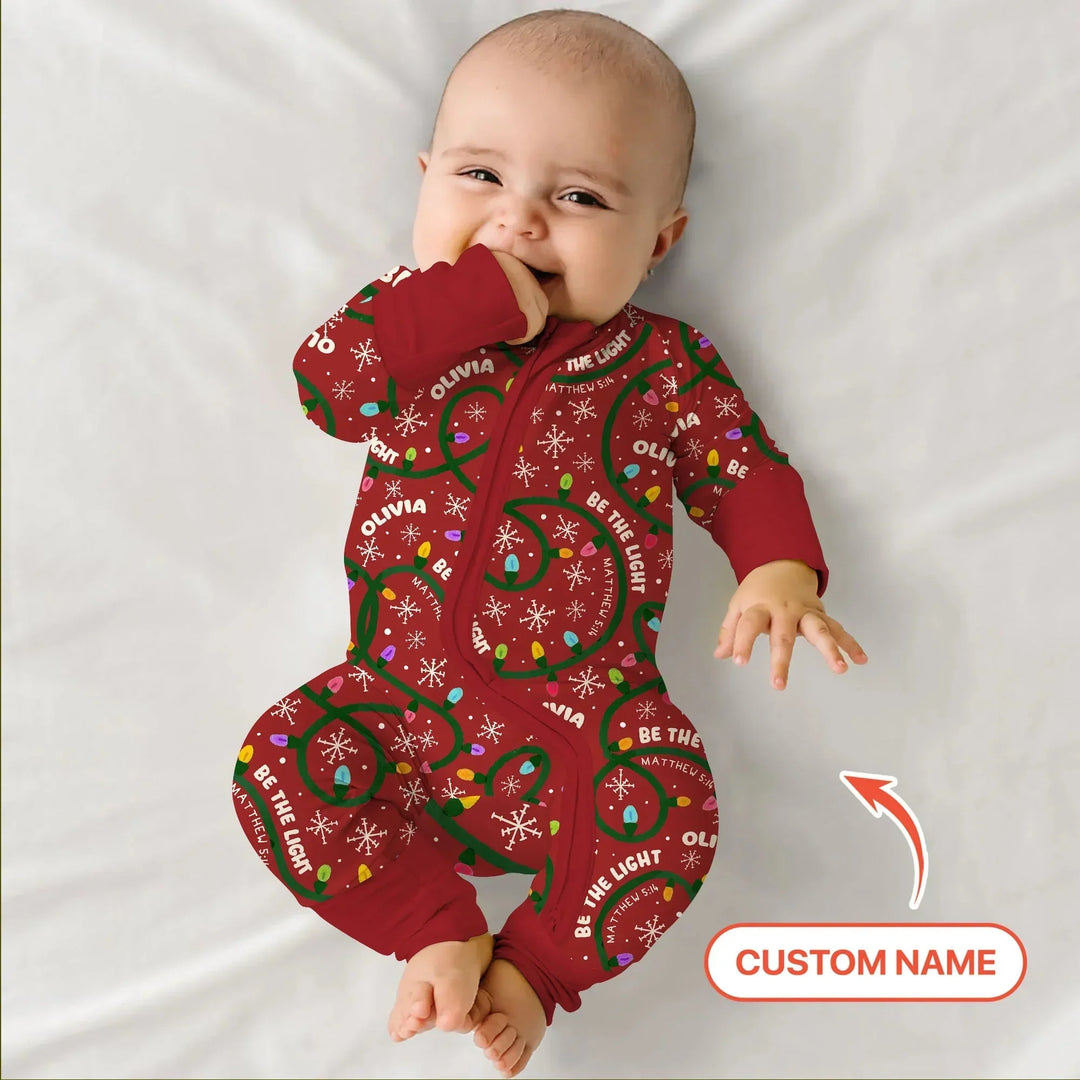 Custom Name Be The Light Christmas Convertible Zippy , Custom Name Be The Light Christmas Convertible Zippy - 0-3M