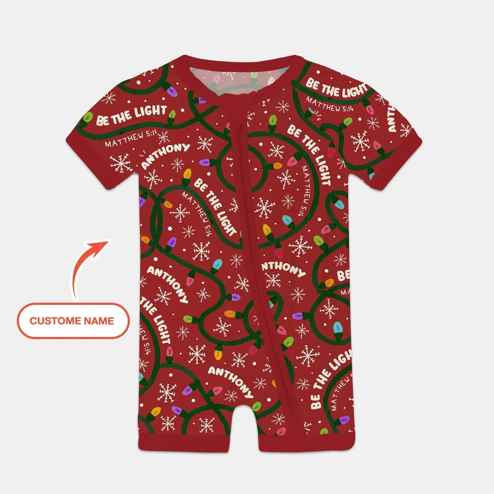 Custom Name Be The Light Christmas Shorty Zippy , Custom Name Be The Light Christmas Shorty Zippy - 0-3M