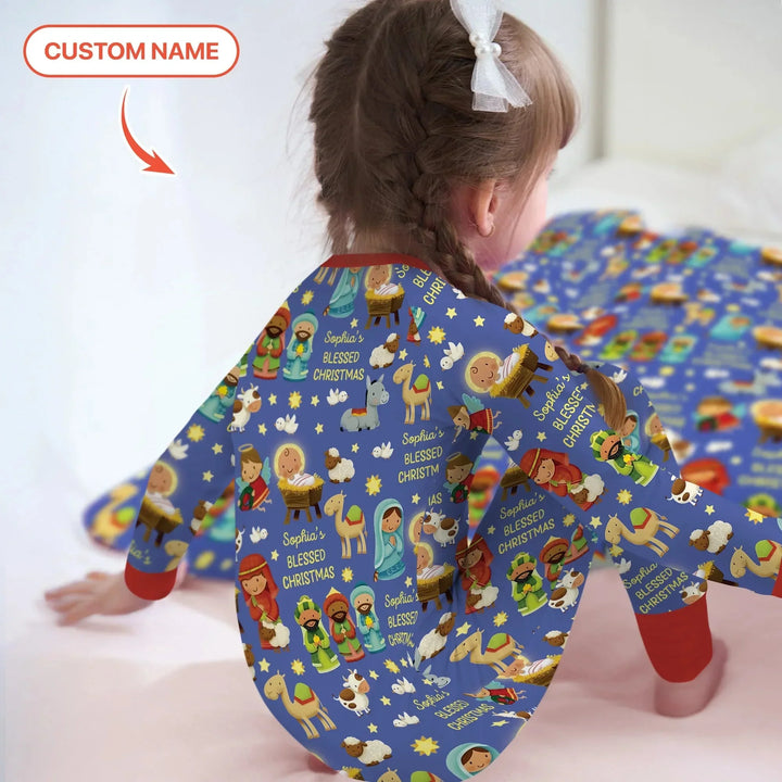 Custom Name Blessed Christmas Night Convertible Zippy , Custom Name Blessed Christmas Night Convertible Zippy - 0-3M
