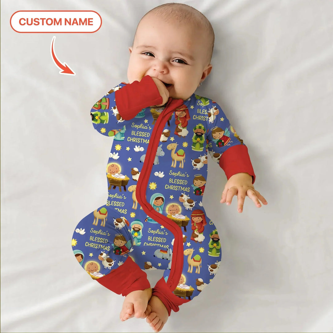 Custom Name Blessed Christmas Night Convertible Zippy , Custom Name Blessed Christmas Night Convertible Zippy - 0-3M